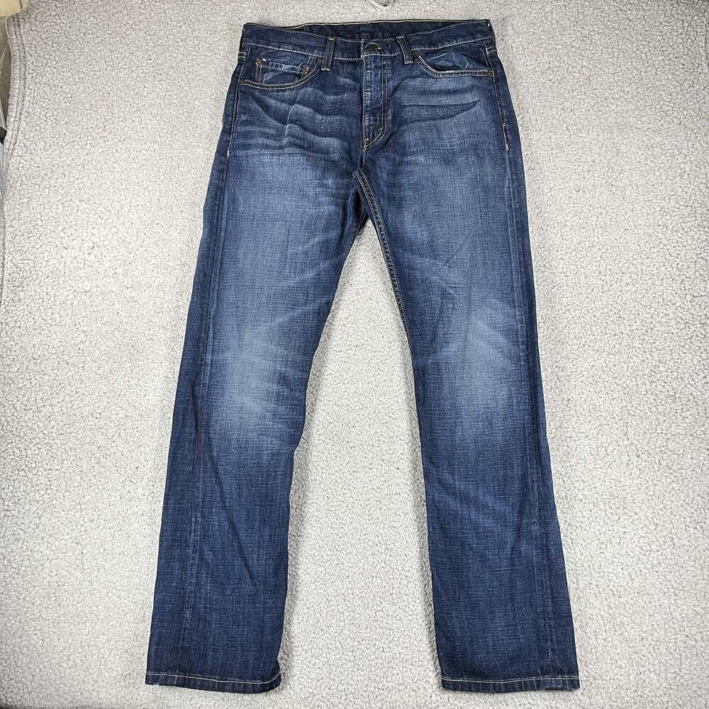 Levis 513 Jeans Men 34x32 Blue Slim Straight Leg Denim Wash Cotton Stretch Fade